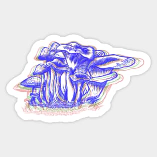 Blue Chrome Mushrooms Sticker